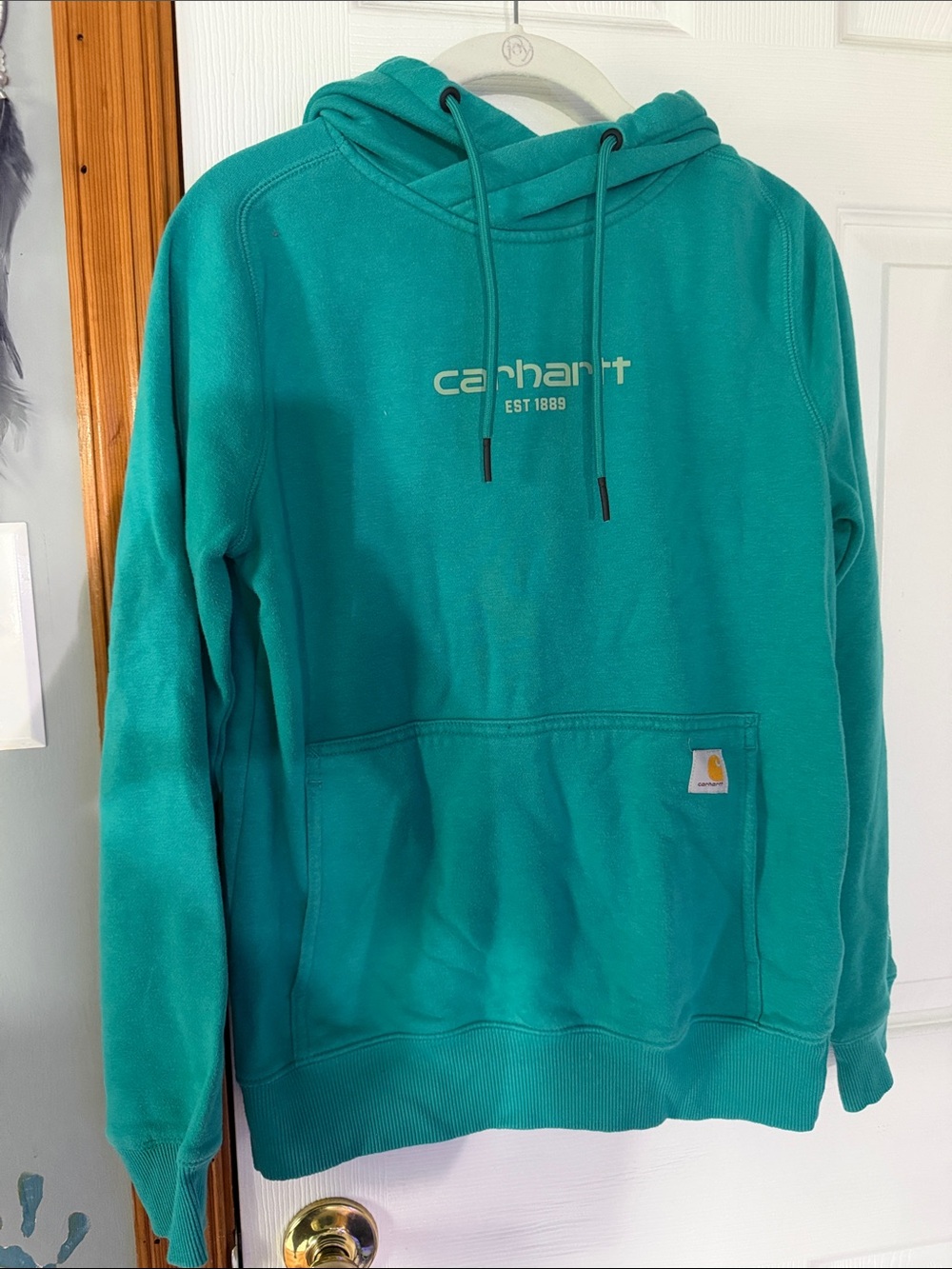 Carhartt Teal Hoodie with Front Logo